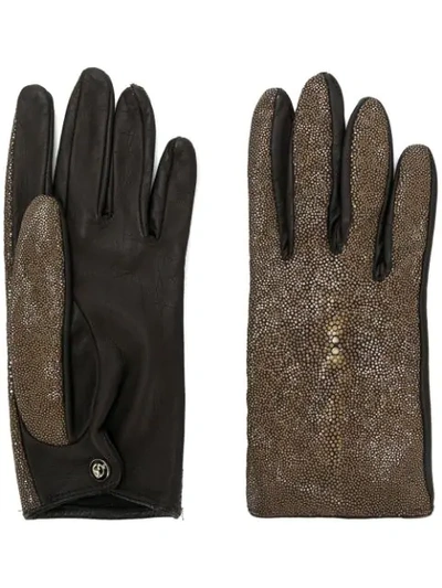 Pre-owned Giorgio Armani Metallic Panelled Glove In Brown