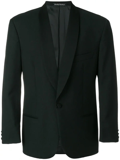 Pre-owned Emanuel Ungaro Vintage Structured Shoulder Suit Jacket In Black