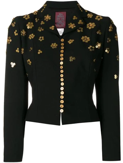 Pre-owned John Galliano Button-embellished Cropped Jacket In Black