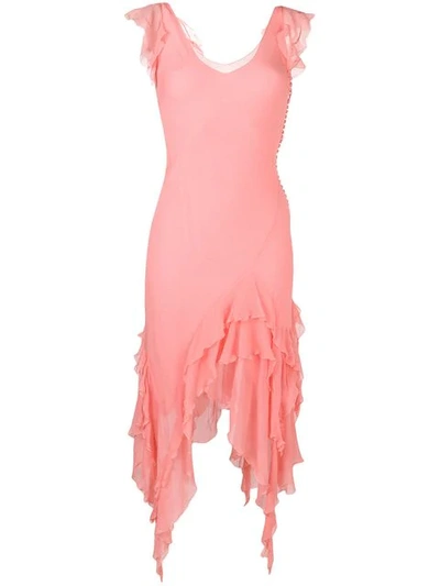 Dior Christian  Vintage Frill Bias Cut Dress - Pink