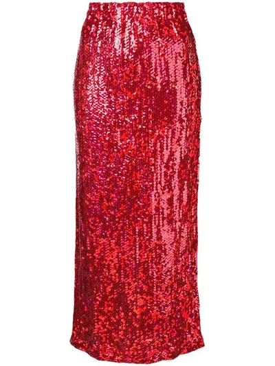 Pre-owned Comme Des Garçons 1999 Sequin Mid Skirt In Red
