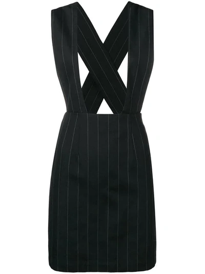Pre-owned Comme Des Garçons Pinstriped Dungaree Skirt In Black