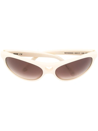 Pre-owned Moschino Vintage Heart Cutout Sunglasses In White