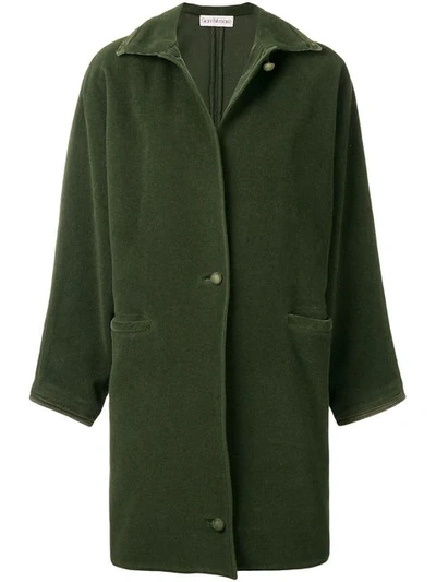 Pre-owned Versace 1980's Straight Midi Coat In Green