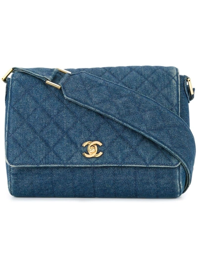 Pre-owned Chanel Vintage Quilted Denim Shoulder Bag - Blue
