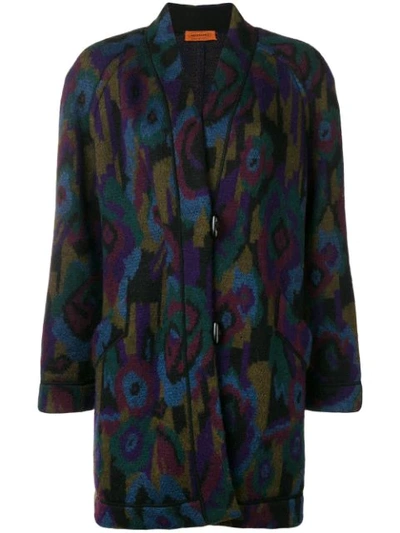 Pre-owned Missoni 1980's Floral Boxy Coat In Blue