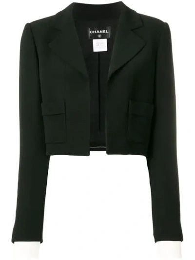 Pre-owned Chanel 2001 Cropped Boxy Jacket In Black