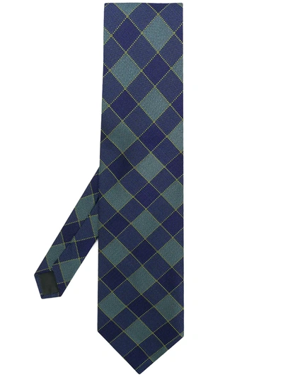 Pre-owned Romeo Gigli Vintage Square Print Tie In Blue