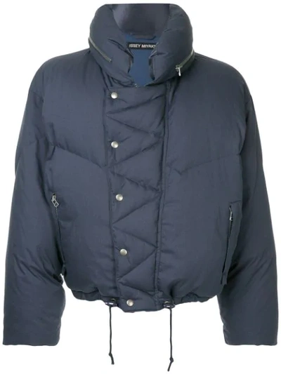Pre-owned Issey Miyake Cropped Puffer Jacket In Blue