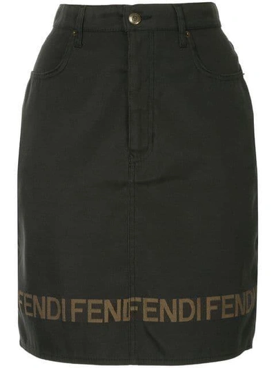 Pre-owned Fendi Logo Short Length Skirt In Black