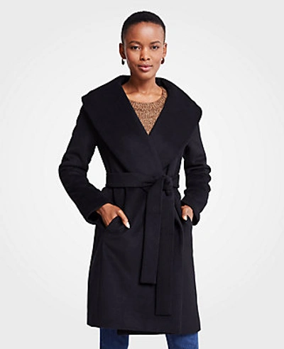 Ann Taylor Petite Shawl Collar Wrap Coat In Black