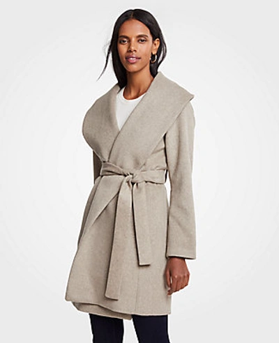 Ann Taylor Petite Shawl Collar Wrap Coat In Taupe