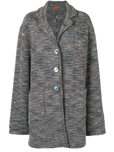 Pre-owned Missoni 1980's Loose Knitted Coat In Blue