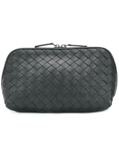 Pre-owned Bottega Veneta Vintage Intrecciato Woven Vanity Case In Black
