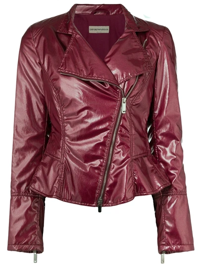 Pre-owned Giorgio Armani 1990's Varnished Biker Jacket In Pink
