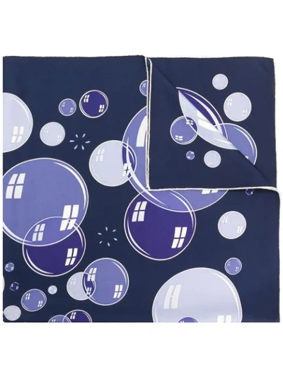 Pre-owned Hermes  Soap Bubbles Print Scarf In Blue
