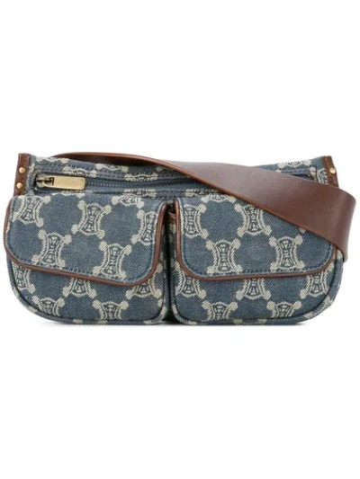 Celine Céline Vintage Macadam Pattern Belt Bag - Blue