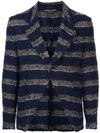 Comme Des Garçons Vintage Bouclé Striped Jacket - Blue
