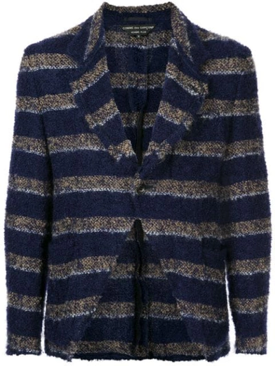 Comme Des Garçons Vintage Bouclé Striped Jacket - Blue