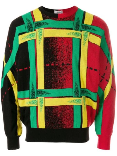 Pre-owned Versace 80's Geometric Jumper In Multicolour