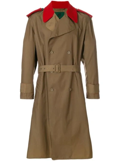 Pre-owned Jean Paul Gaultier Vintage Contrast Details Trench Coat In Green