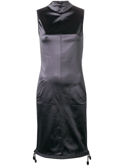 Pre-owned Versace 2000's Drawstring Dress In Grey