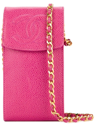 Pre-owned Chanel Vintage Crossbody Chain Phone Case - Pink