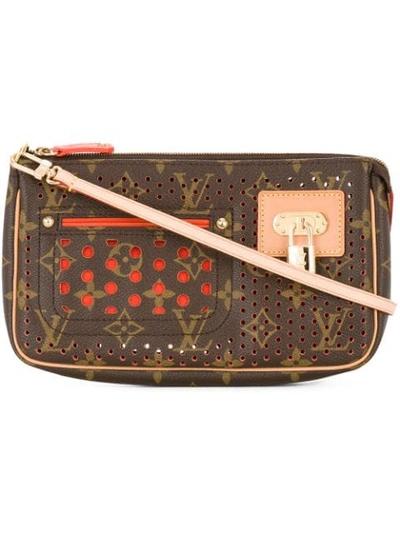 Pre-owned Louis Vuitton Punch Holes Monogramclutch - Brown