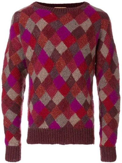 Pre-owned Issey Miyake Geometric Intarsia Jumper In Multicolour