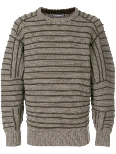 Pre-owned Issey Miyake Tonal Striped Jumper In Brown