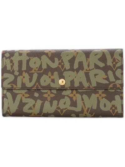 Pre-owned Louis Vuitton  Graffiti Monogram Card Holder In Brown