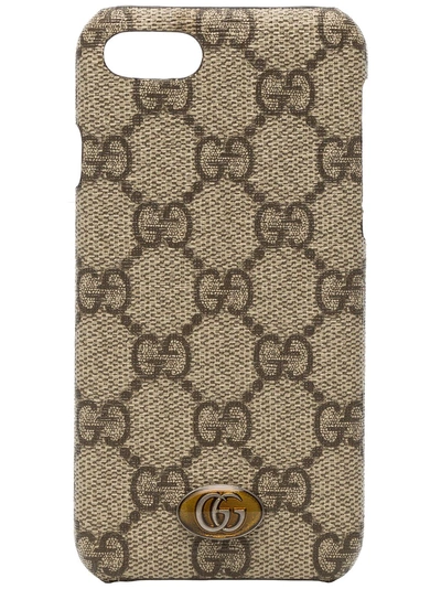 Gucci Beige And Brown Ophidia Iphone 8 Case - Neutrals In Nude & Neutrals