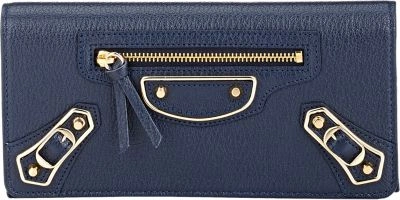 Balenciaga Metallic Edge Zip-around Continental Wallet In Blue | ModeSens