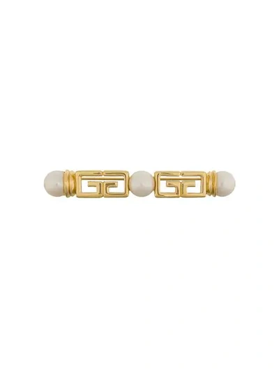 Pre-owned Givenchy 1980s Faux Pearl Brooch In Gold