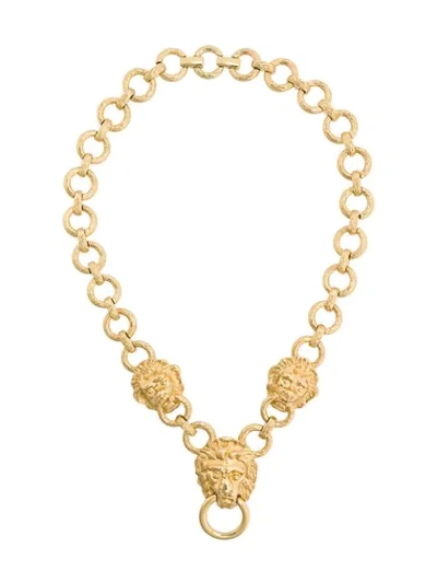 Pre-owned Susan Caplan Vintage 1980s Vintage Kenneth Jay Lane Doorknocker Necklace In Gold