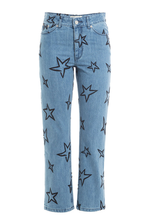 star embroidered jeans
