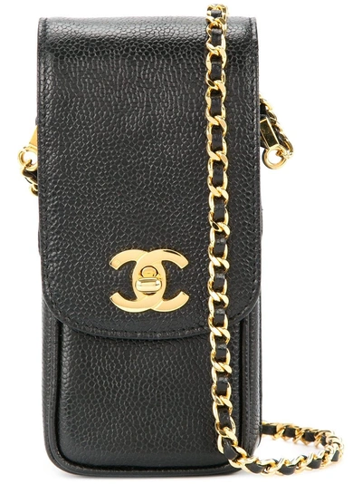 Pre-owned Chanel Vintage Logo Shoulder Phone Case - Black