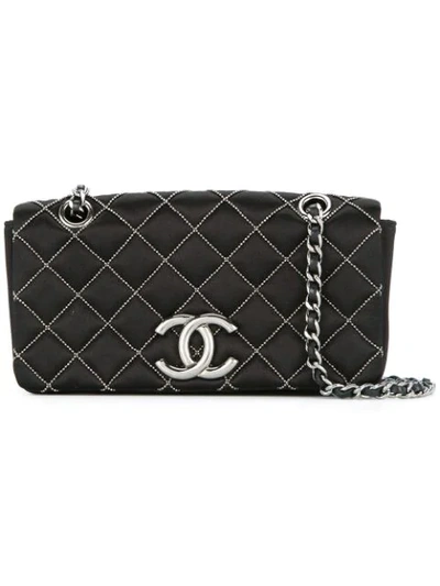 Pre-owned Chanel 2009-2010 Cc Double Chain Shoulder Bag In Black