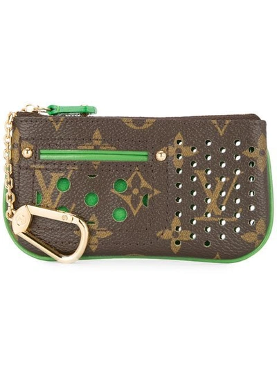 Pre-owned Louis Vuitton  Perforated Coin Case In Brown