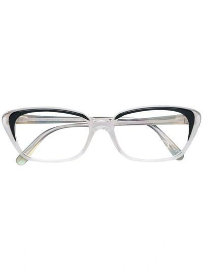 Pre-owned Fendi 1990s Clear Cat-eye Glasses In Black