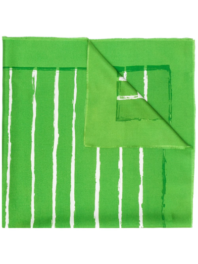 Pre-owned Balenciaga 1960s Stripe-print Silk Scarf In Green