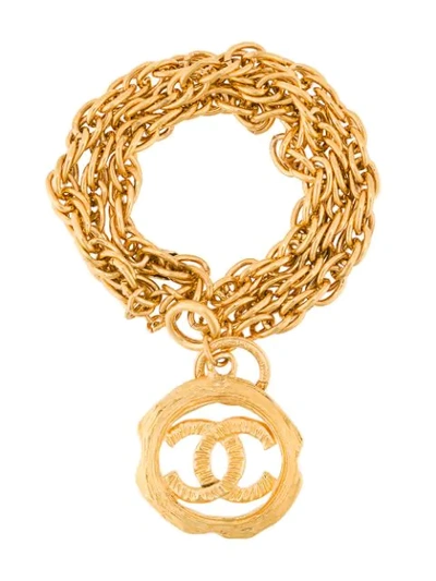 Pre-owned Chanel 1980s Cc Charm Chain Bracelet In Metallic