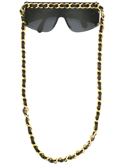 Pre-owned Chanel Cc Chain Trim Sunglasses In Black