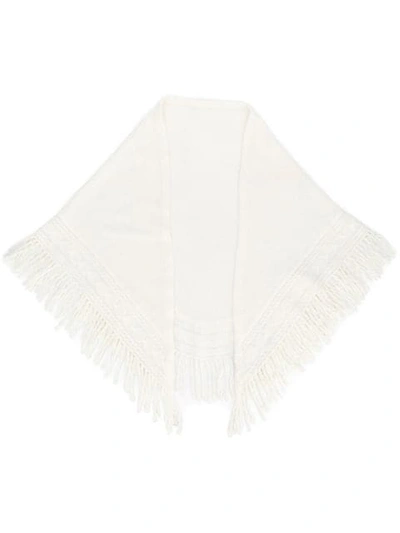 Pre-owned Balmain Fringed Shawl In Neutrals