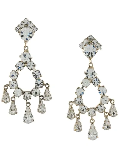 Pre-owned Susan Caplan Vintage 1980s Crystal Drop Earrings In Metallic