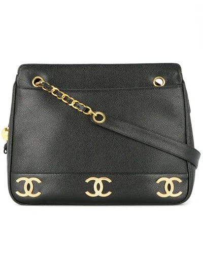 Pre-owned Chanel 1994-1996 Interlocking Ccs Shoulder Bag In Black