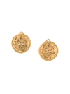 Pre-owned Chanel Vintage Embossed Logo Round Earrings - Metallic