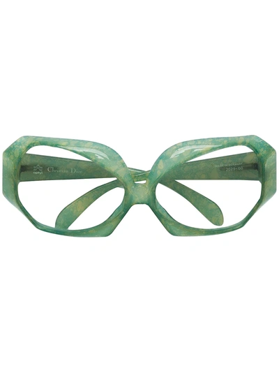 Missoni  1960s Oversize-frame Marble-effect Glasses In Green