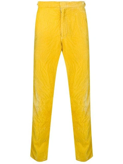 Pre-owned Comme Des Garçons Velvety Slim Trousers In Yellow