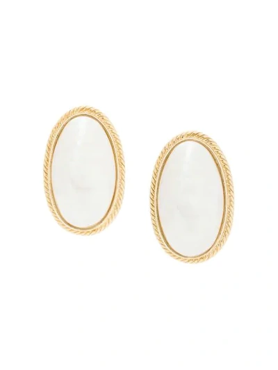 Pre-owned Givenchy Oval Shape Earrings In Gold